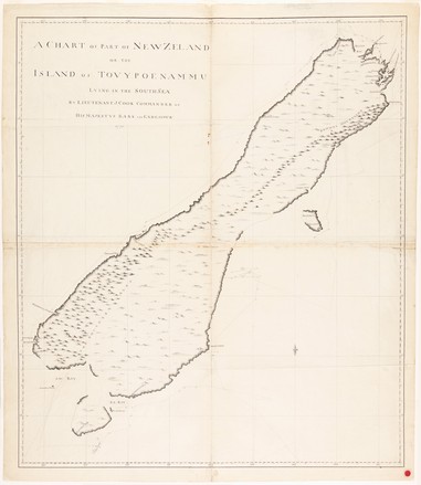 A chart of part of New Zealand or the island of Toui Poenammu
