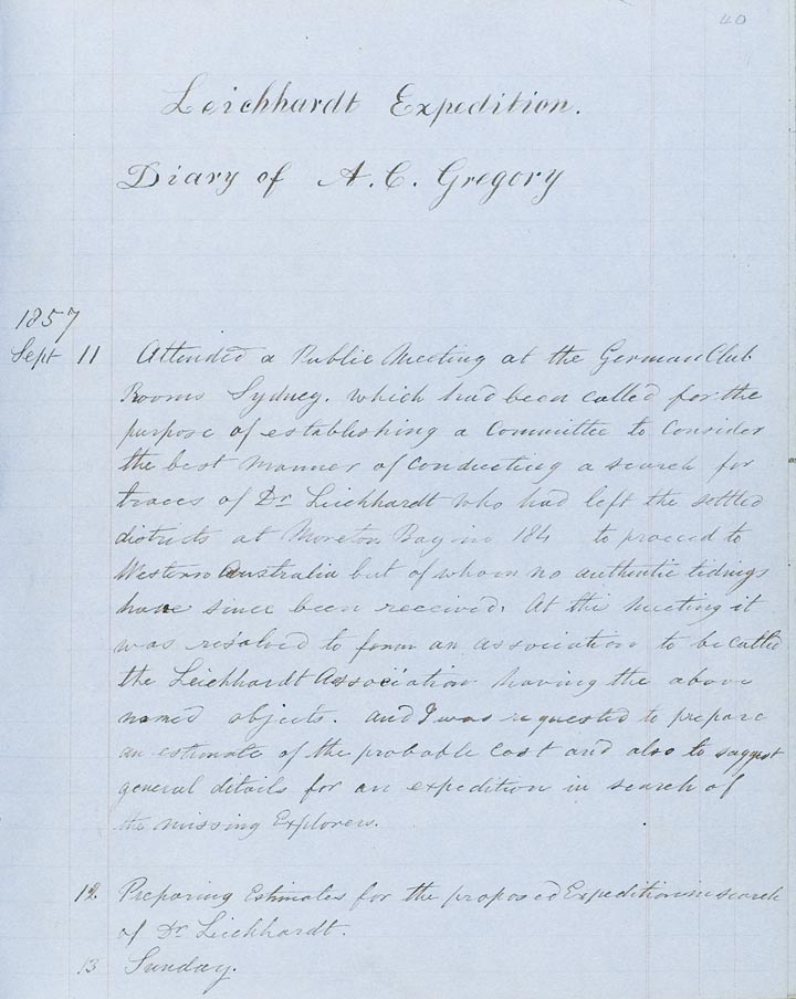 Extract from Diary of the Leichhardt Search Expedition