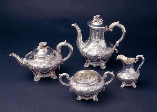 Silver tea and coffee service given to E.H. Hargraves