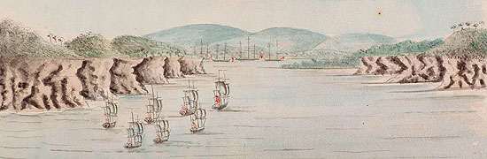 Drawing - First Fleet at Botany Bay