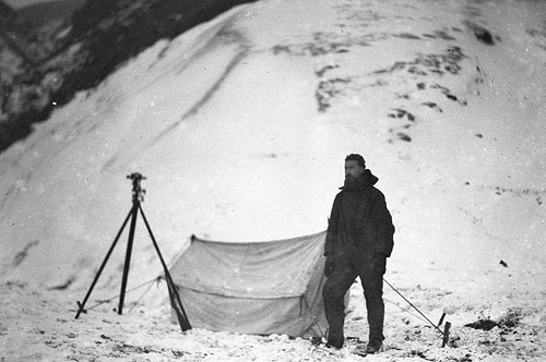 Blake & his tent taken during his survey of the island, 1911 - 1914, by L. R. Blake       