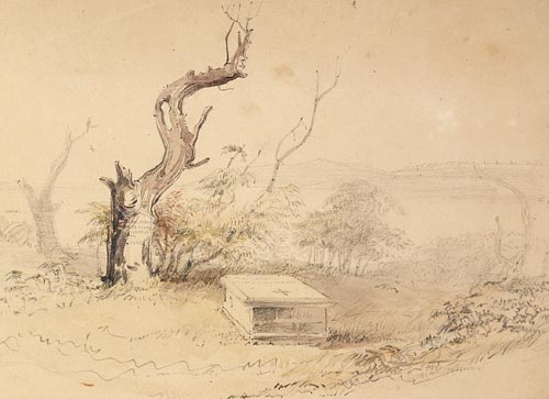 Detail from Botany Bay by Oswald Brierly