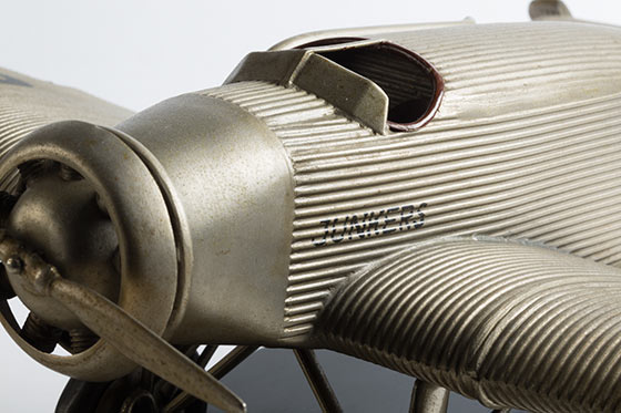 Close up of model made by Junkers of first Junkers aircraft used by Guinea Airways Ltd, LR 42