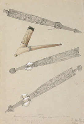 f.100 weapons used by natives of coral spear