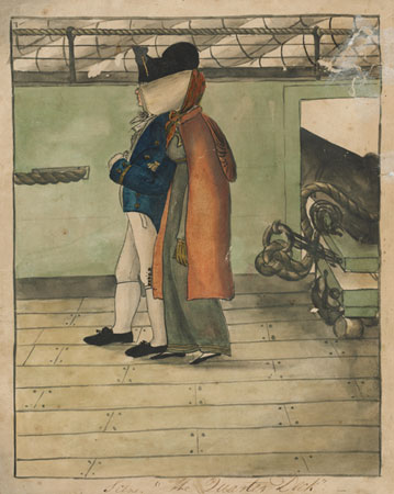 Scene 'The Quarter Deck', 1809, from Album of drawings and engravings, 