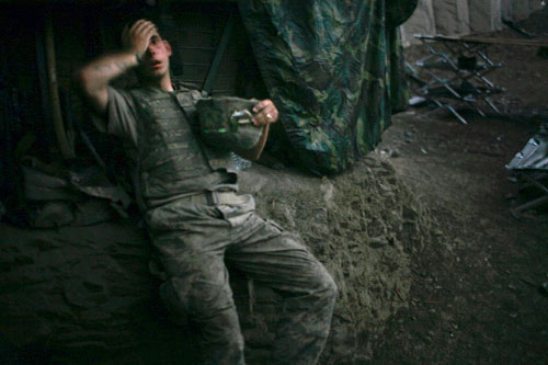 World Press Photo of the Year 2007,Tim Hetherington, UK, for Vanity Fair, American soldier resting at bunker, Korengal Valley, Afghanistan, 16 September