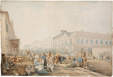 George Street, Sydney, looking south, January 1842 by Henry Curzon Allport
