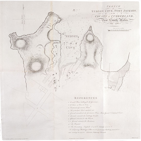 Sketch of Sydney Cove, Port Jackson, in the County of Cumberland, New South Wales. July 1788. 