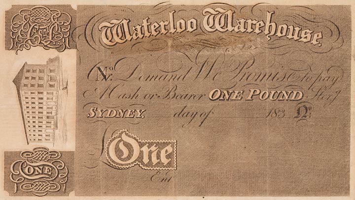 Promissory note: Waterloo Warehouse, c.1830