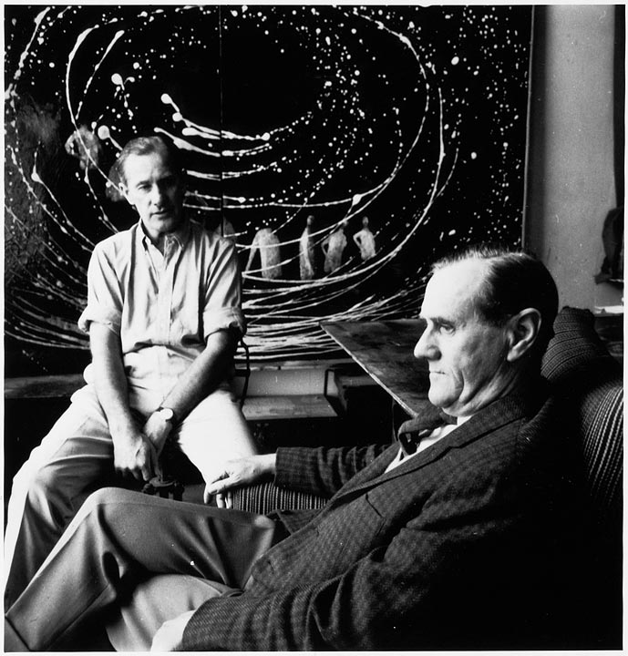 Portrait of Patrick White and Sidney Nolan in Front of The Galaxy