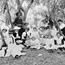 Picnic group on Federation Day at Bunker Creek above Whipstick Station, White Cliffs, NSW
