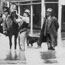1917 flood, photograph taken at Edward River Hotel. Three men on horse - Deniliquin, NSW
