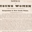 London. Notice to young women, 26 February, 1833, regarding emigration to N.S.W.