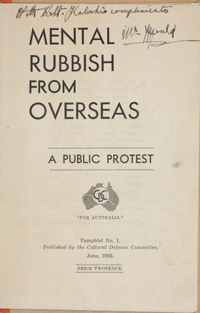 Mental Rubbish from Overseas: A Public Protest (1935)