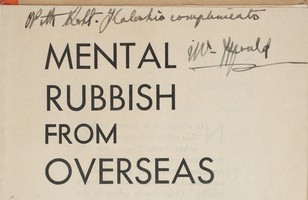 Mental Rubbish from Overseas: A Public Protest (1935)