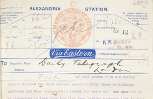 Ellis Ashmead-Bartlett telegrams, 1915 