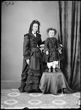 Mrs Penhall, nee Margaret Balfour (in a wig) with her daughter
