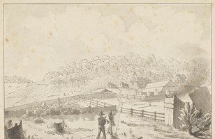 ‘Voyage à Bathurst (nouv. holl.), Une vue de Prospect Hill, Maison de Camp de M. Lawson’, 1819
