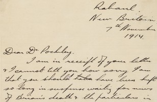 [Letter from Major F. A. Maguire, to Dr F. A. Pockley], 7 November 1914 