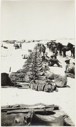 Signalling Troop saddling laid out in readiness for inspection by General Chauvel ... near Khan Yunus