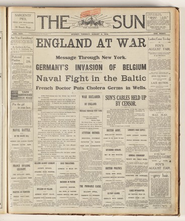‘England at War’ 
The Sun, 4 August 1914
