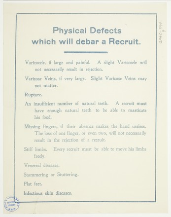 Physical defects that will debar a recruit