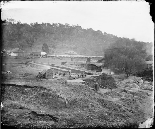 Brick-making on the banks of the river at Carcoar, looking south