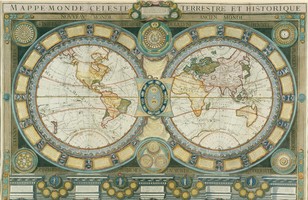 Grande mappemonde céleste, terrestre, historique & cosmographique, dediée au Roi, où sont représentés les differens systêmes du monde, 1786