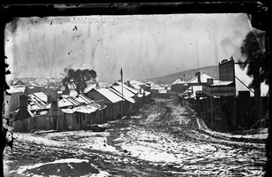 Snow, Clarke Street (looking south from Tambaroora Road), Hill End