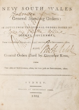 New South Wales general standing orders …, 1802