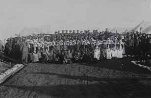 The staff 3rd AGH photographed on Christmas Day 1915, Lemnos Island, Col. de Crespeqny in command. 
A view after the staff was photographed.
