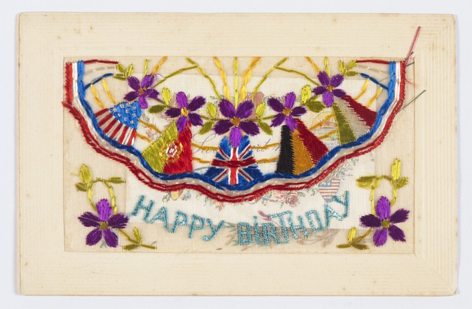 Silk embroidered postcard, c. 1916–1918