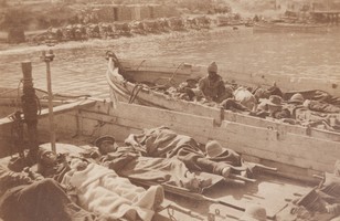 ANZAC wounded being taken to hospital ship, 1915