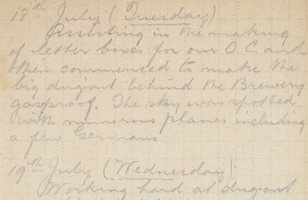 WJA Allsop diary, 20 July 1916