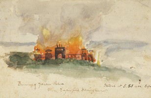 Burning of the Garden Palace from Eaglesfield, Darlinghurst, sketched at 5.55 am, Sept 22 / 82