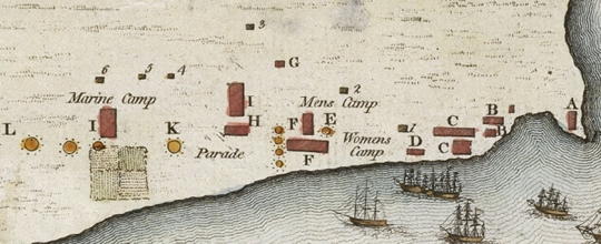 Map excerpt - North side of Sydney cove along the shore