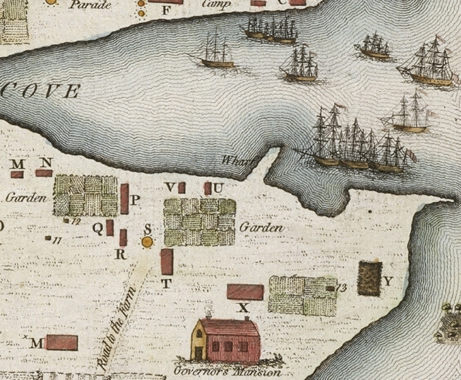 Map excerpt - Southern side of Sydney Cove settlement