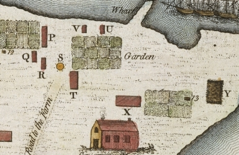 Map excerpt - closer view of southern side of Sydney Cove settlement