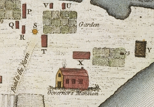 Map excerpt - the farm on the southern side of Sydney Cove settlement