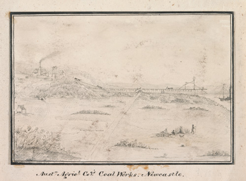Australian Agricultural Company's Coal Works. Newcastle, pencil drawing , J. C. White attrib. 