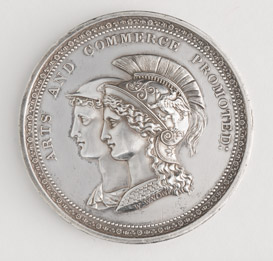 Medal awarded to Gregory Blaxland for wine export from New South Wales, 1823 [front]. Silver medal. R 266
