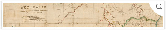Crop from The south eastern portion of Australia shewing the routes of the three expeditions and the surveyed territory