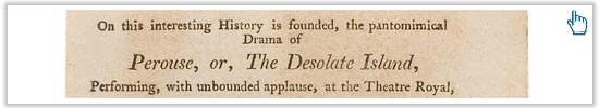 Explore a contemporary broadside advertising a performance of Perouse and a description of the play