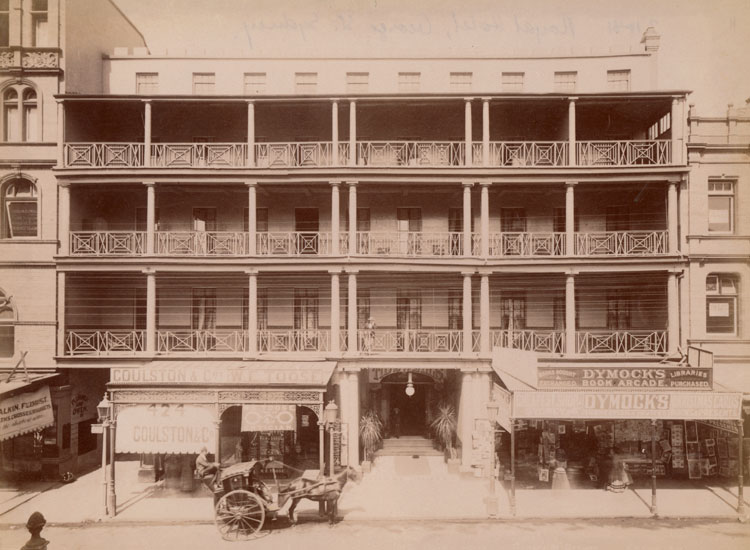 Royal Hotel, George Street, Sydney, ca. 1890, albumen photoprint by H. King. 
