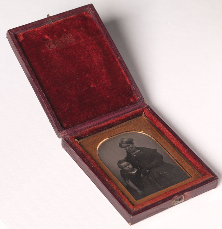 Warden Case, with portrait of Caroline Lawson and son Thomas James, 3 May 1845,  1/9th plate daguerreotype by George Baron Goodman. 