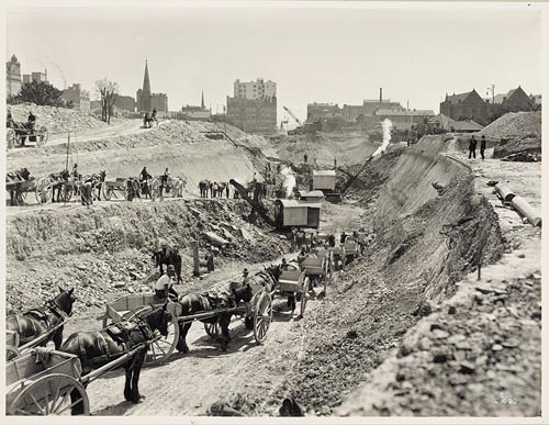 Open cut excavation, Park Street to St James, Sydney, 1922