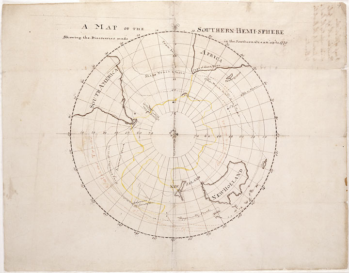A map of the southern hemi-sphere shewing the discoveries made in the Southern Ocean up to 1770