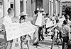 Demonstrating outside the Council Chambers at Moree, February 1965